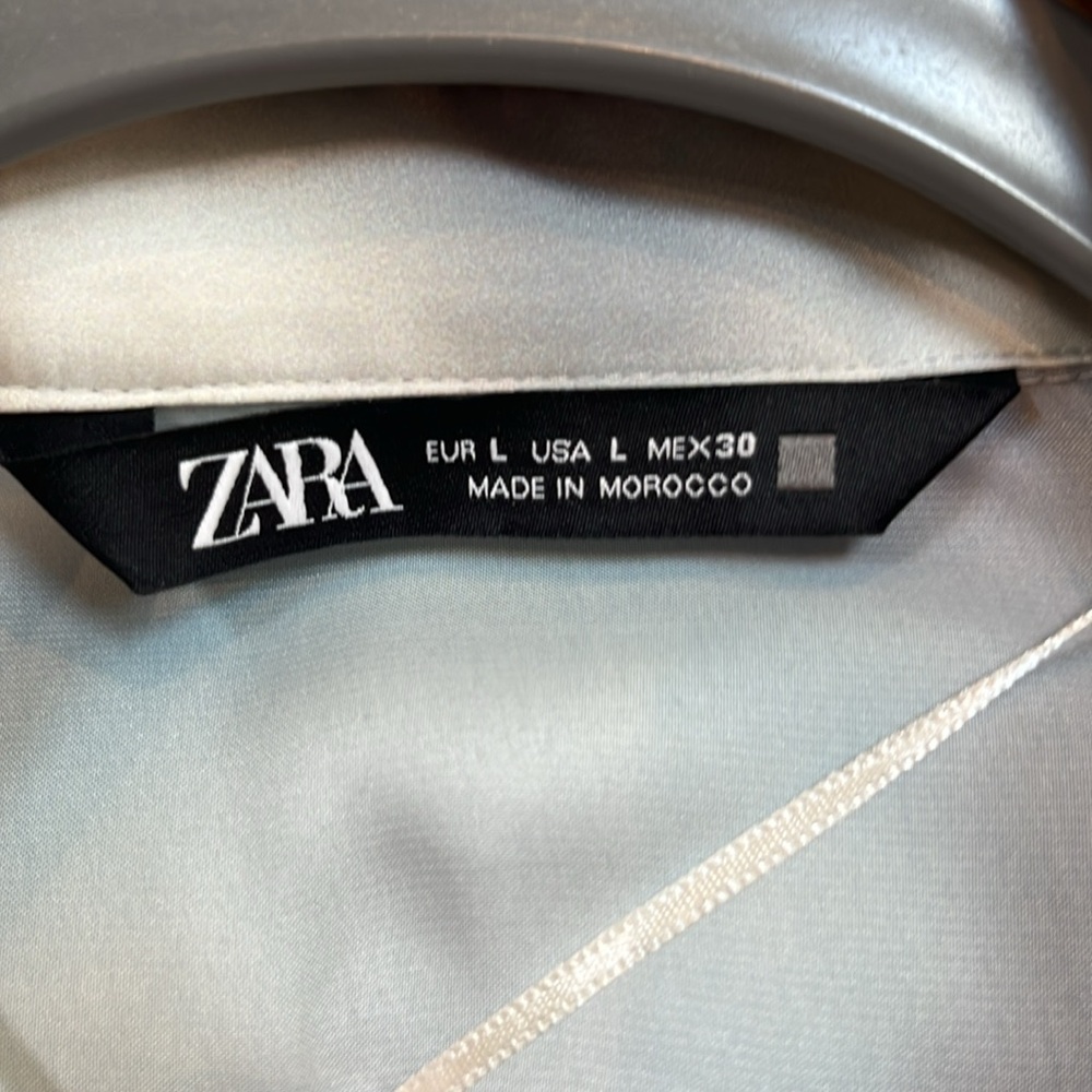 Zara watercolor satin effect top! Sz L - Picture 2 of 6